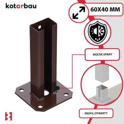Stolpesko til Fastskruning 60x40 mm Brun 5904994085089