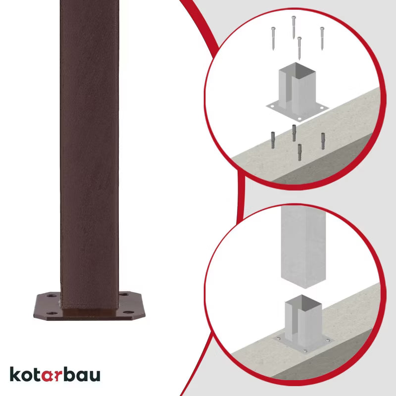 Stolpesko til Fastskruning 60x40 mm Brun 5904994085089