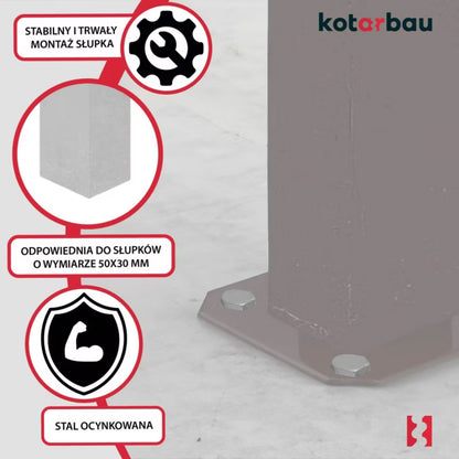 Stolpesko til Fastskruning 60x40 mm Brun 5904994085089
