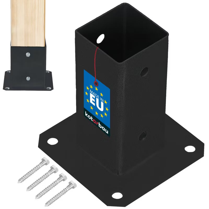 Stolpesko til Fastskruning 60x60 mm Pulverlakeret