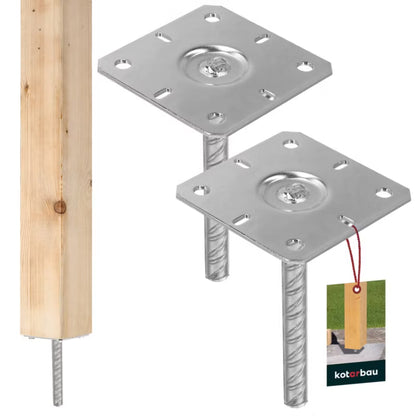 Stolpesko til Nedstøbning 130x130x200 mm Galvaniseret Stål 2 Stk