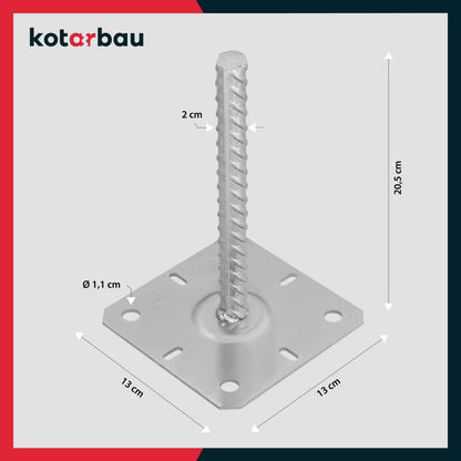 Stolpesko til Nedstøbning 130x130x200 mm Galvaniseret Stål 2 Stk