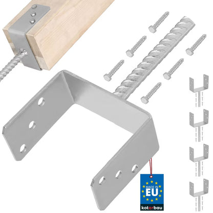Stolpesko til Nedstøbning 140 mm Galvaniseret 4 Stk.
