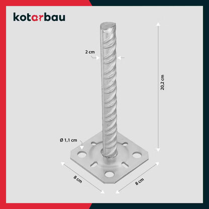 Stolpesko til Nedstøbning 80x80x200 mm Galvaniseret 2 Stk.
