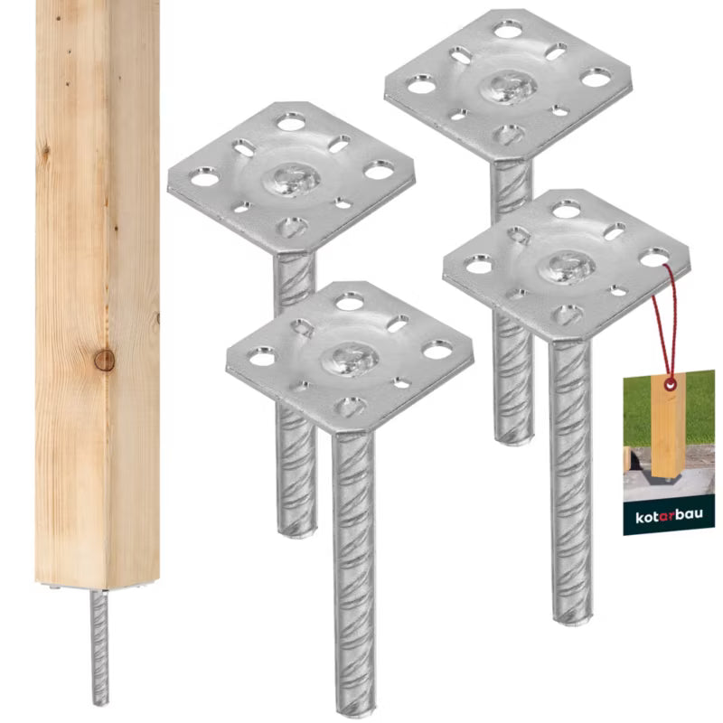 Stolpesko til Nedstøbning 80x80x200 mm Varmgalvaniseret 4 Stk.