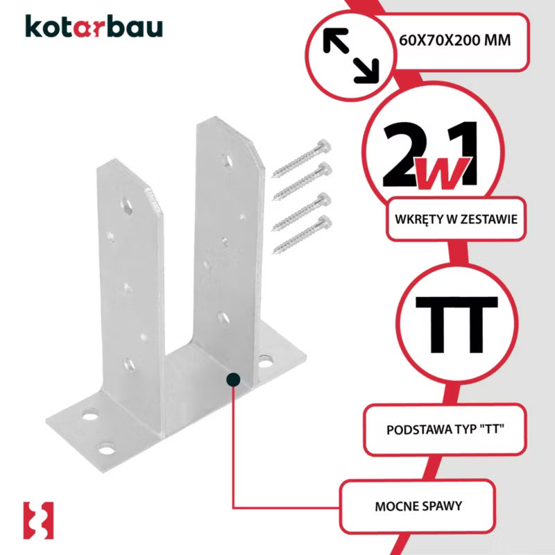 Stolpesko TT til Iskruning 70 mm Varmgalvaniseret 2 Stk.