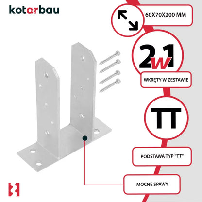 Stolpesko TT til Iskruning 70 mm Varmgalvaniseret 2 Stk.