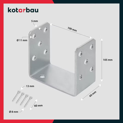 Stolpesko U-Form 100 mm Galvaniseret Stål | 5904994002574
