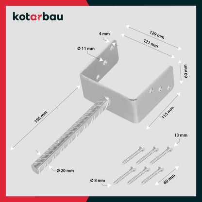 Stolpesko U-Form 120 mm Galvaniseret Stål