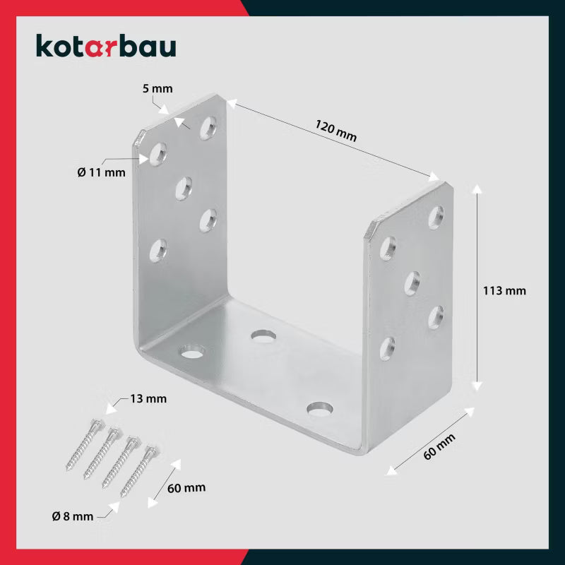 Stolpesko U-Form 120 mm Galvaniseret Stål