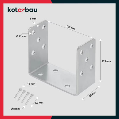 Stolpesko U-Form 120 mm Galvaniseret Stål