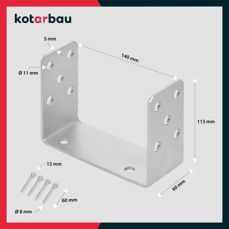 Stolpesko U-form 140 mm Galvaniseret Stål