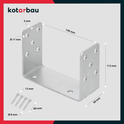 Stolpesko U-form 140 mm Galvaniseret Stål