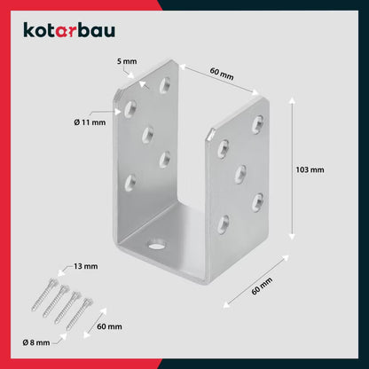 Stolpesko U-Form 60 mm Galvaniseret Stål