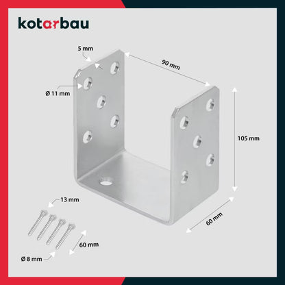 Stolpesko U-Form 90 mm Galvaniseret Stål
