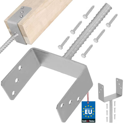 Stolpesko U-Form til Indstøbning 160 mm Varmgalvaniseret
