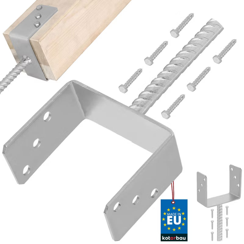Stolpesko U-formet med Ribbestål 140 mm Galvaniseret