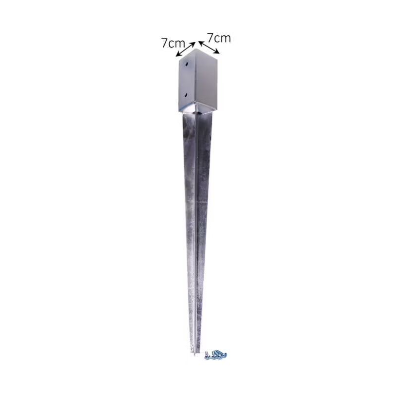 Stolpespyd 70x70x750 mm Galvaniseret Stål med Skruer