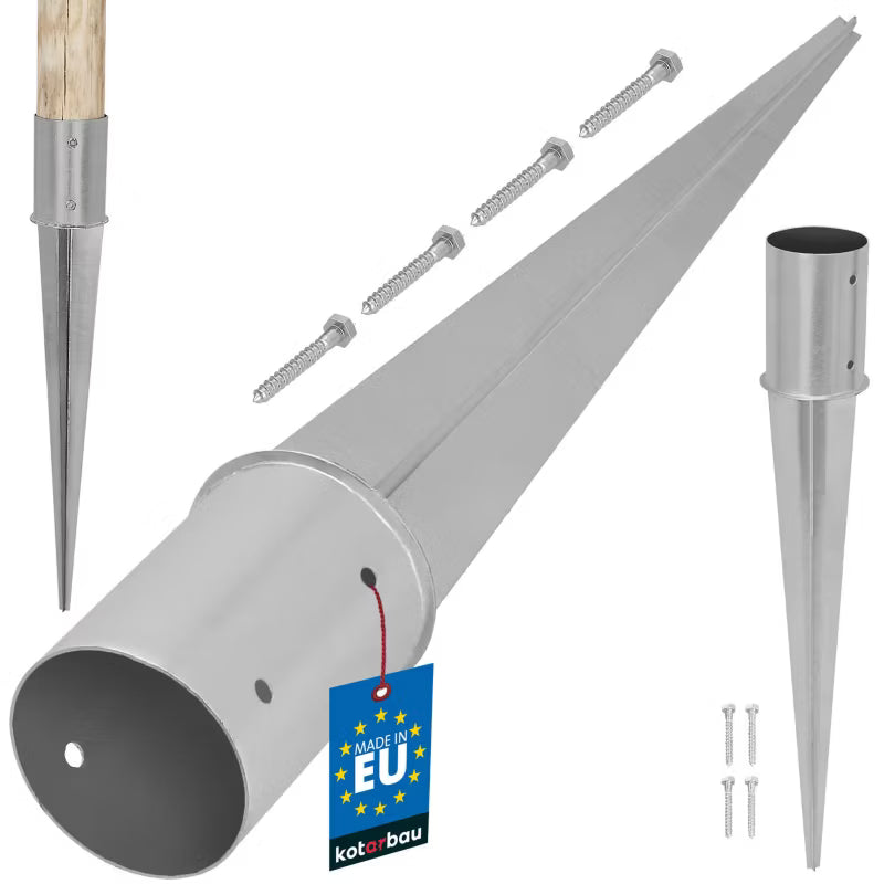 Stolpespyd Rund Ø100 mm 750 mm Galvaniseret Stål | 5907465901383