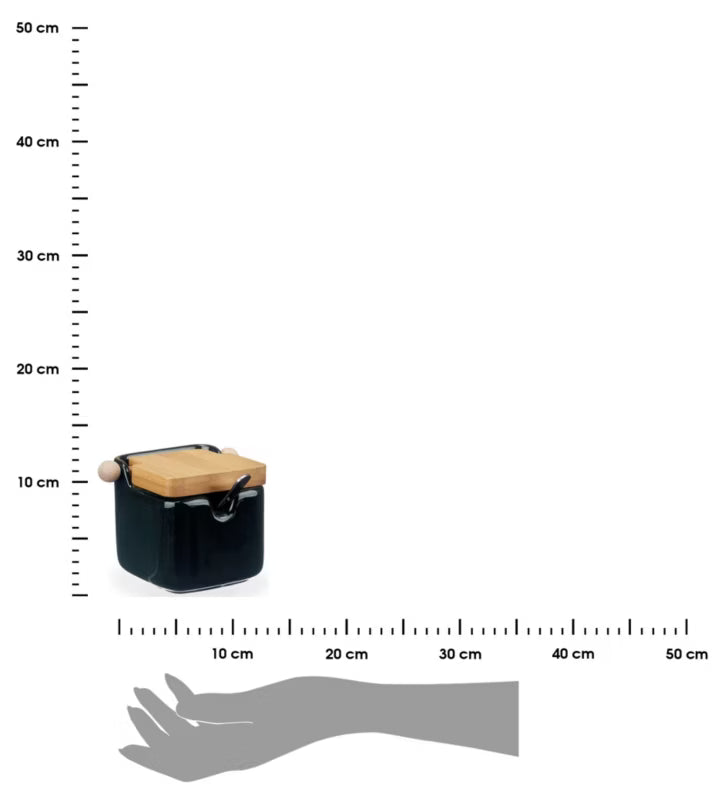 Sukkerskål 7,5x8x10,5 cm Sort Keramisk med Bambuslåg