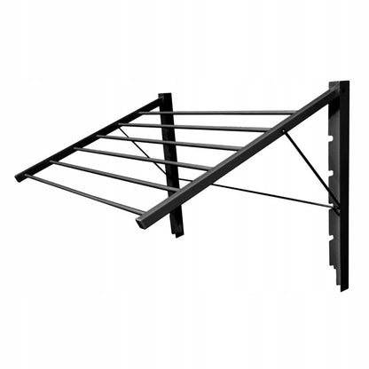 Vægmonteret Tørrestativ 80 cm Sort Metal 6 Rør