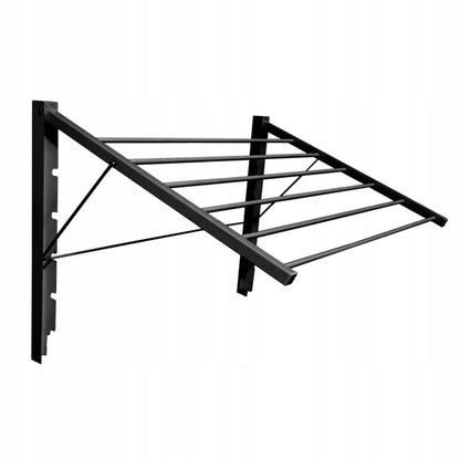 Vægmonteret Tørrestativ 80 cm Sort Metal 6 Rør
