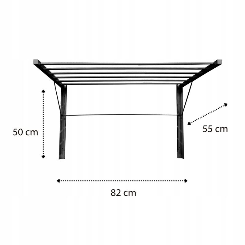 Vægmonteret Tørrestativ 80 cm Sort Metal 6 Rør