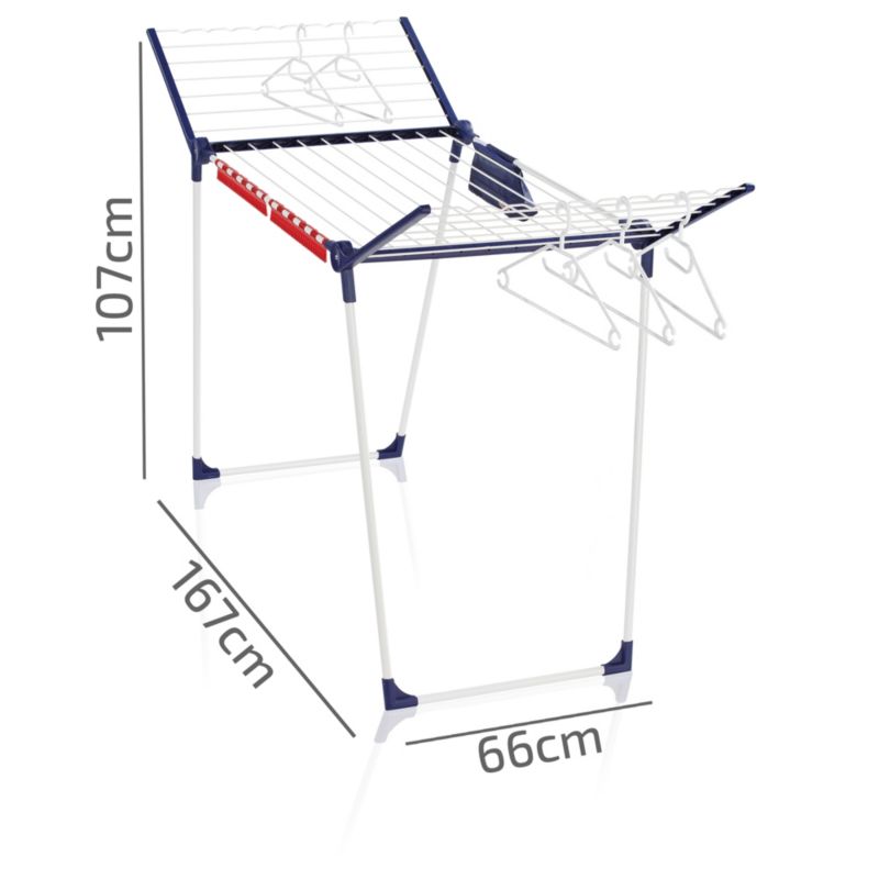 Tørrestativ 20 m Linjeplads Hvid Stål 167 cm
