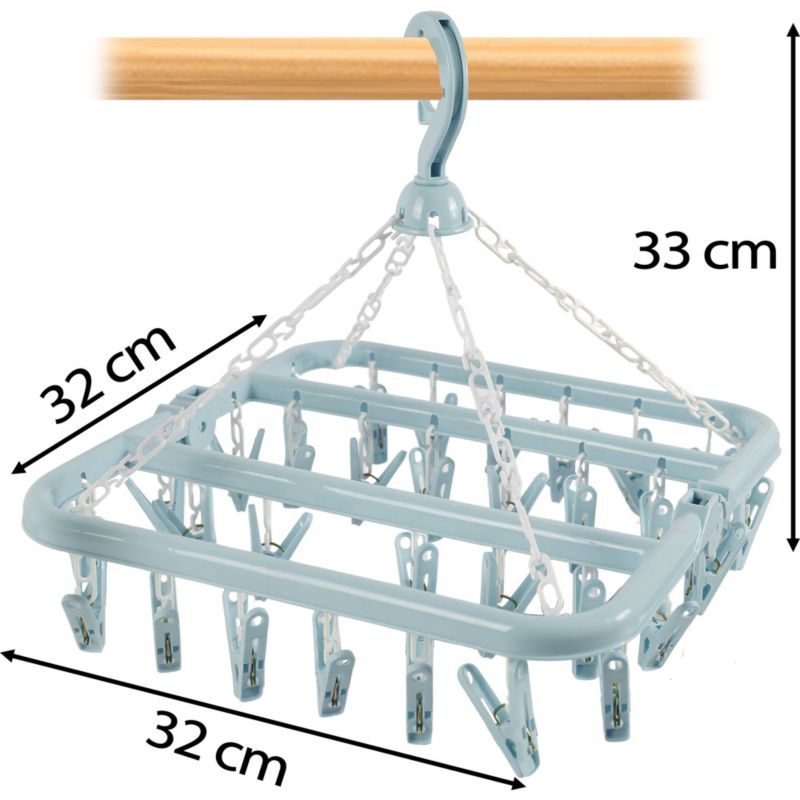 Tørrestativ med 32 Klemmer 32x32 cm Mørkegrøn Plast 5905923653423