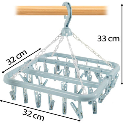 Tørrestativ med 32 Klemmer 32x32 cm Mørkegrøn Plast 5905923653423