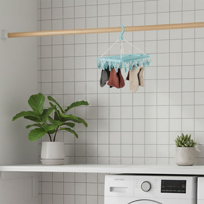 Tørrestativ med 32 Klemmer 32x32 cm Mørkegrøn Plast 5905923653423