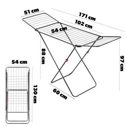 Stående Tørrestativ Antracit 18 m 171 x 54 x 97 cm Stål