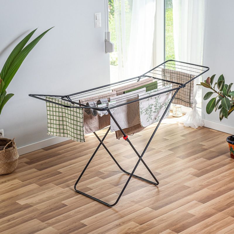 KADAX fritstående, foldbar tørrestativ til tøj med 18 m tørreplads – stor balkonmodel