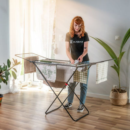 KADAX fritstående, foldbar tørrestativ til tøj med 18 m tørreplads – stor balkonmodel