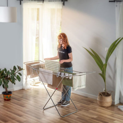 Stabil fritstående tørrestativ KADAX med 18 m tørresnor – foldbart og rummeligt til tøj og undertøj