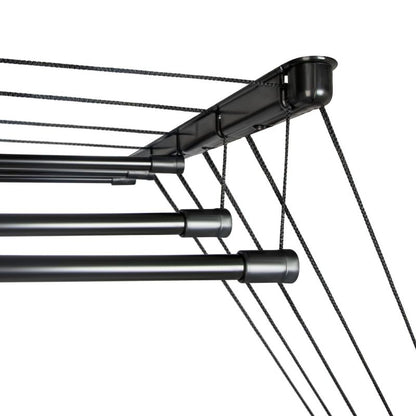 Loftmonteret Tørrestativ 160 cm 5 Stænger Sort