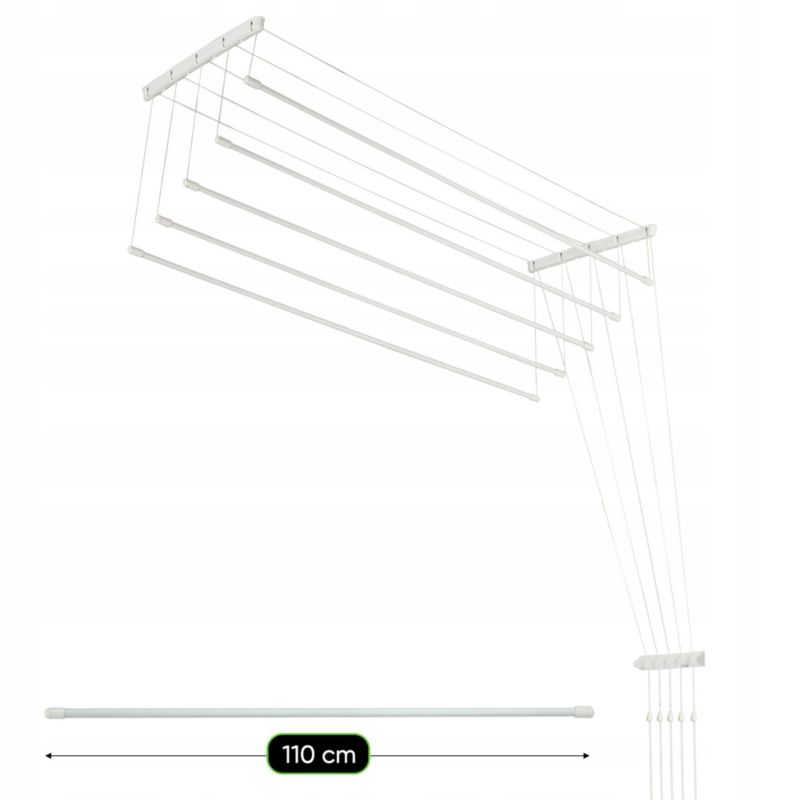 KADAX lofttørrestativ til tøj 5 stænger 110 cm robust og solid