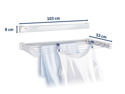 Vægmonteret Tørrestativ 8 Stænger 7,2 m Hvid 107,7 cm | 4006501833051