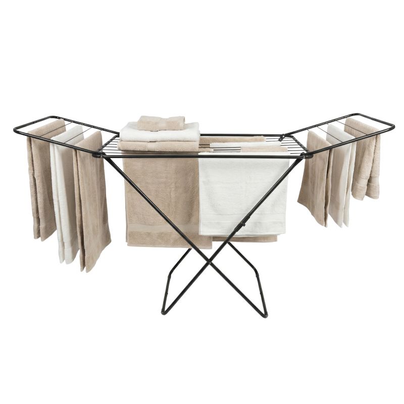 Tørrestativ Foldbart 182x55x102 cm Sort