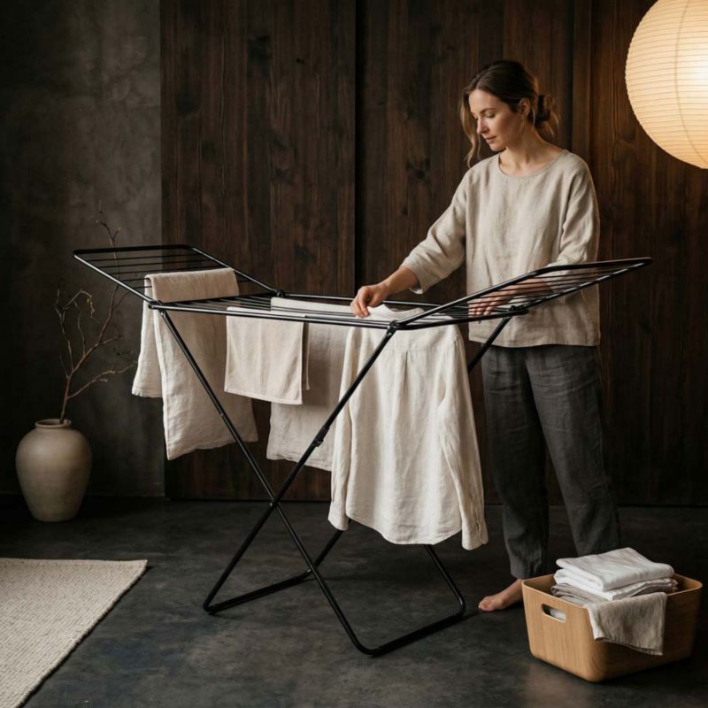 Tørrestativ Foldbart 182x55x102 cm Sort
