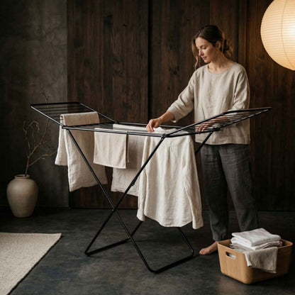 Tørrestativ Foldbart 182x55x102 cm Sort