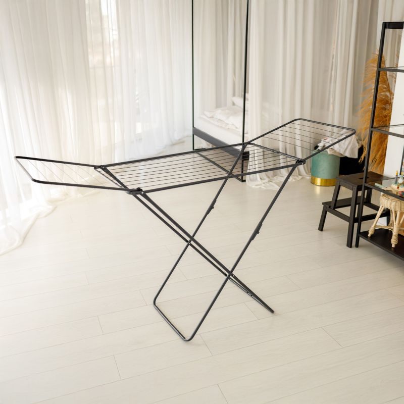 Tørrestativ Foldbart 182x55x102 cm Sort