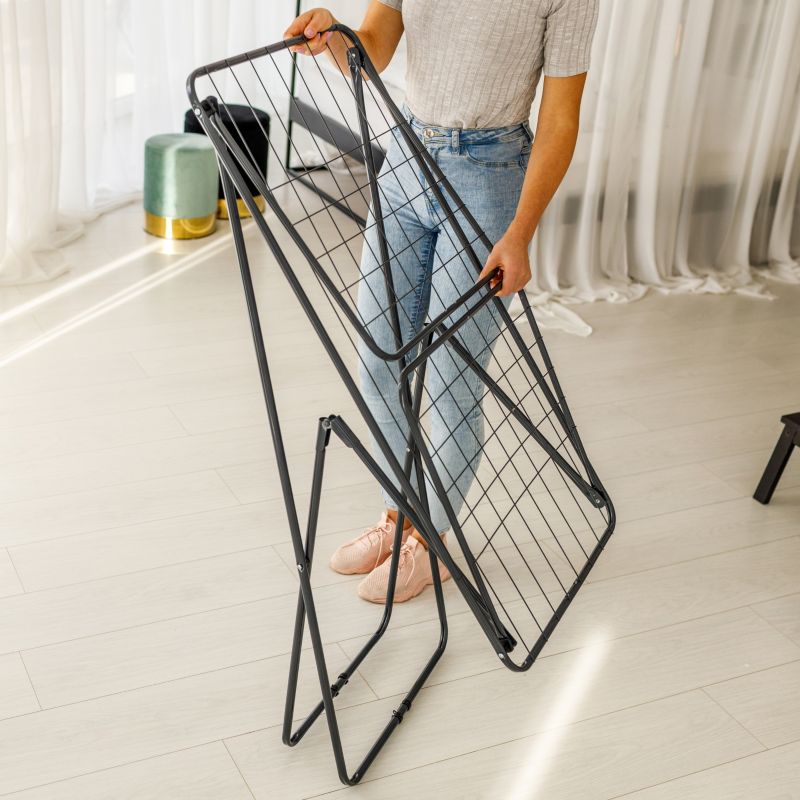 Tørrestativ Foldbart 182x55x102 cm Sort