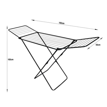 Tørrestativ Foldbart 182x55x102 cm Sort
