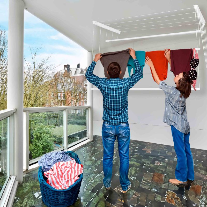 Lofttørrestativ med 5 stænger 140 cm Hvid | 5901583502385