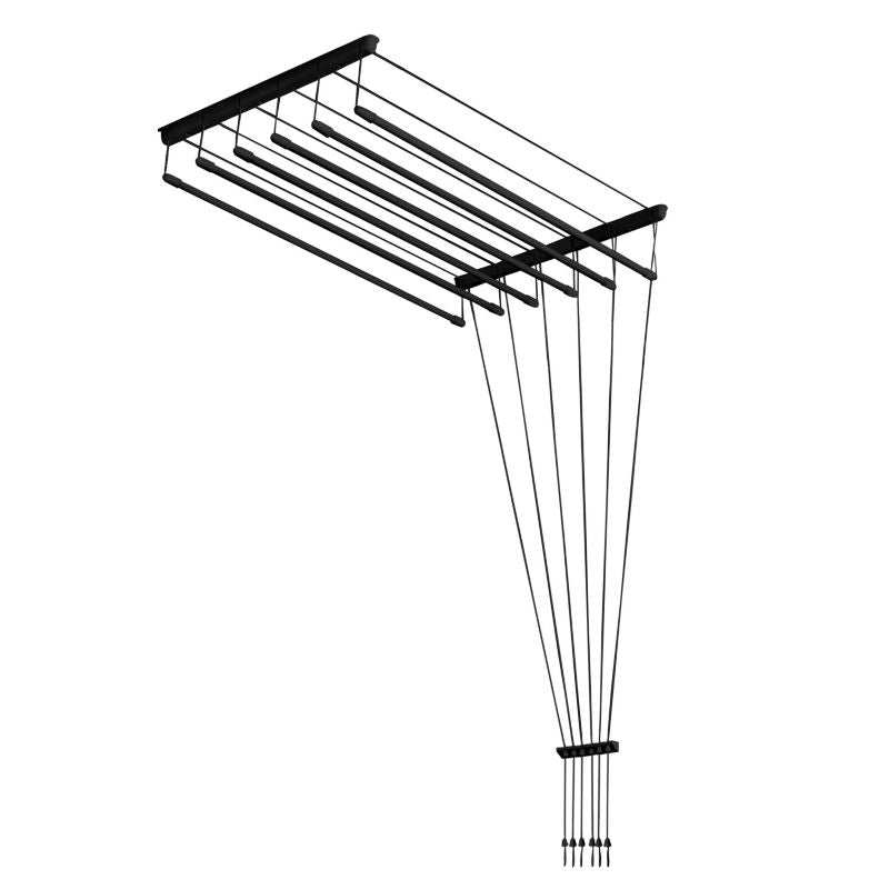 Lofttørrestativ 6 Stænger 160 cm Sort Stål