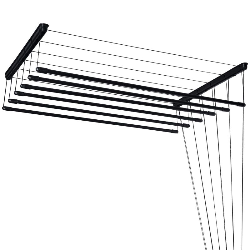 Lofttørrestativ 6 Stænger 160 cm Sort Stål