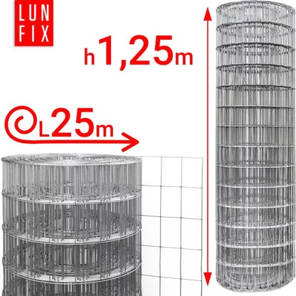 Svejset Trådhegn 125 cm x 25 m Varmgalvaniseret