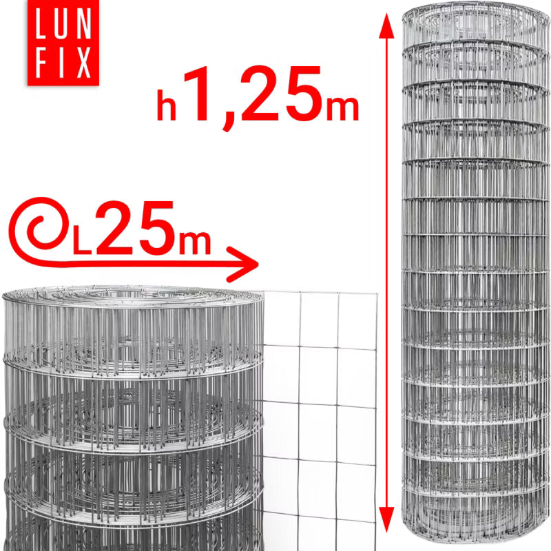 Svejset Trådhegn 125 cm x 25 m Varmgalvaniseret