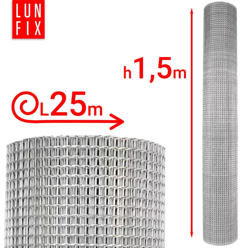 Svejset Trådnet 150 cm x 25 m Galvaniseret